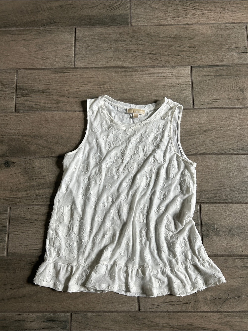 MICHAEL Michael Kors White flower Ruffle-Hem Tank